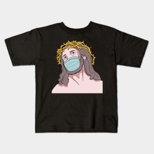 Jesus With Face Mask Kids T-Shirt